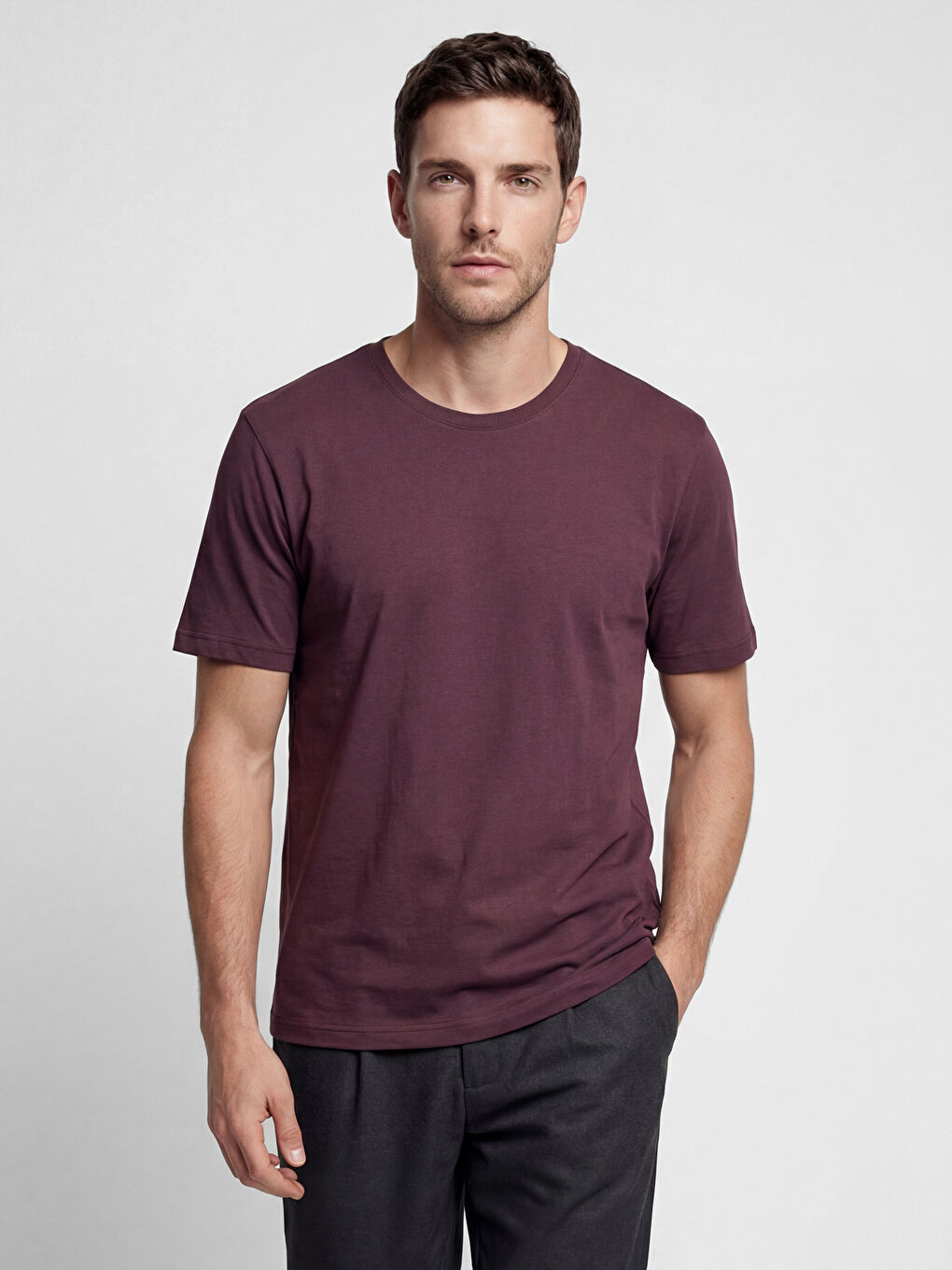 Mürdüm %100 Pamuk Regular Fit Basic Tişört