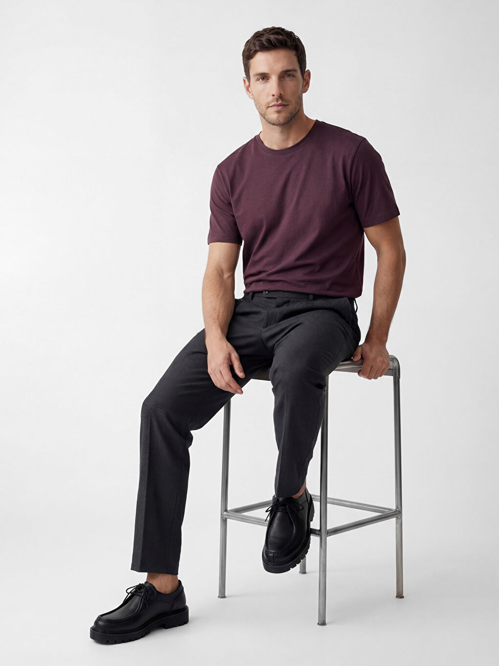 Mürdüm %100 Pamuk Regular Fit Basic Tişört-1