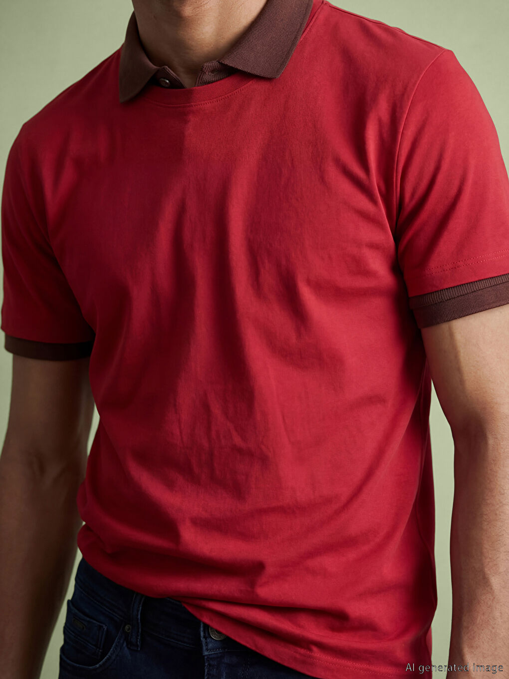 Kırmızı %100 Pamuk Regular Fit Basic Tişört-1