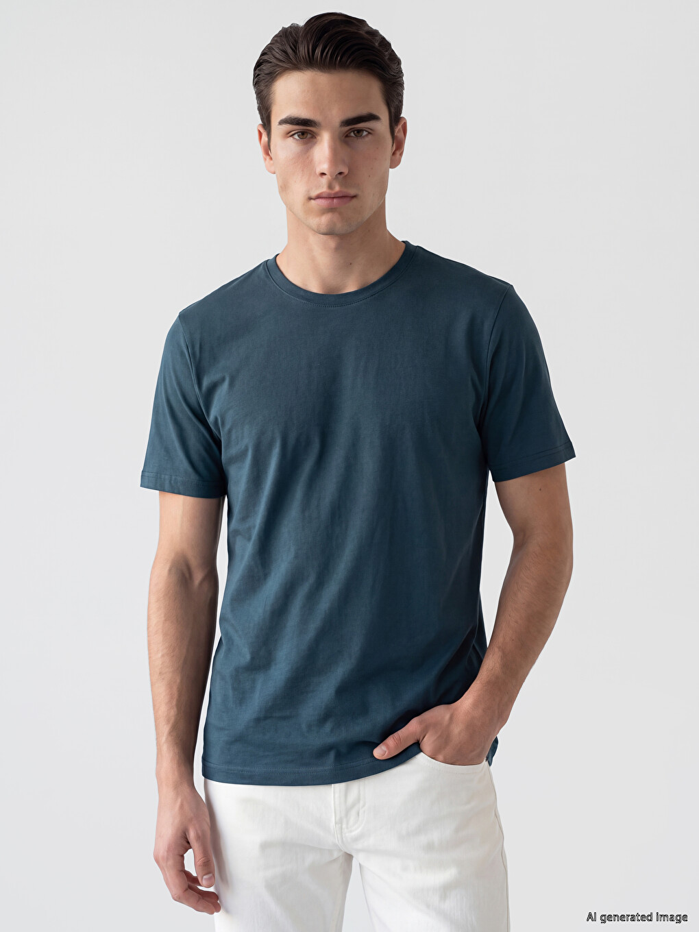 T-shirt Bazë I Hollë, Pëlhurë Penje, 100% Pambuk, Prerje E Rregullt