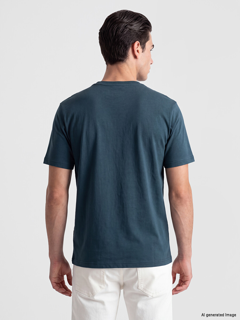 T-shirt Bazë I Hollë, Pëlhurë Penje, 100% Pambuk, Prerje E Rregullt-4