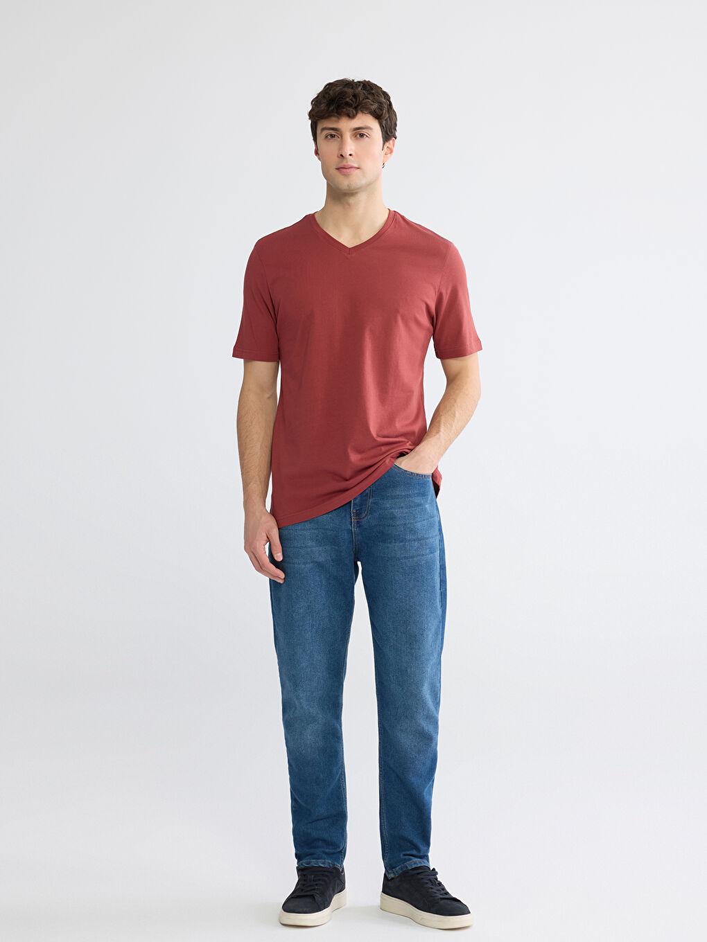 Men's V-Neck Jersey T-Shirt-1