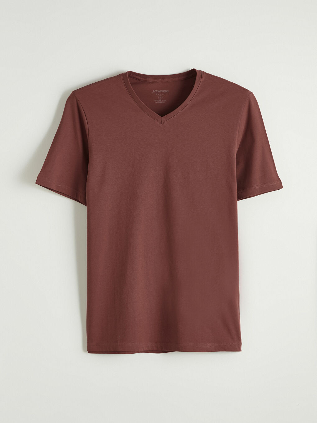 Kırmızı V Yaka Penye Erkek Tişört