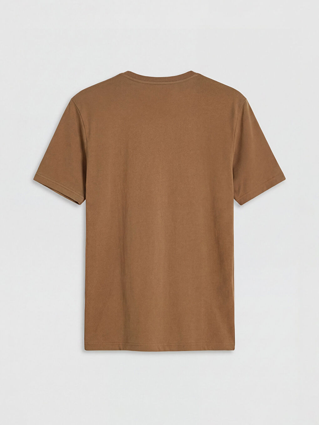 Kahverengi V Yaka Penye Erkek Tişört-1