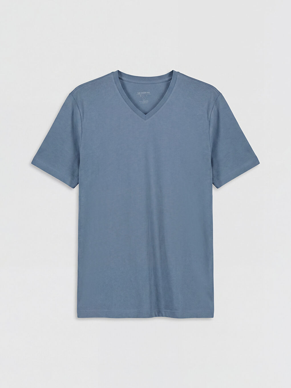 İndigo V Yaka Penye Erkek Tişört
