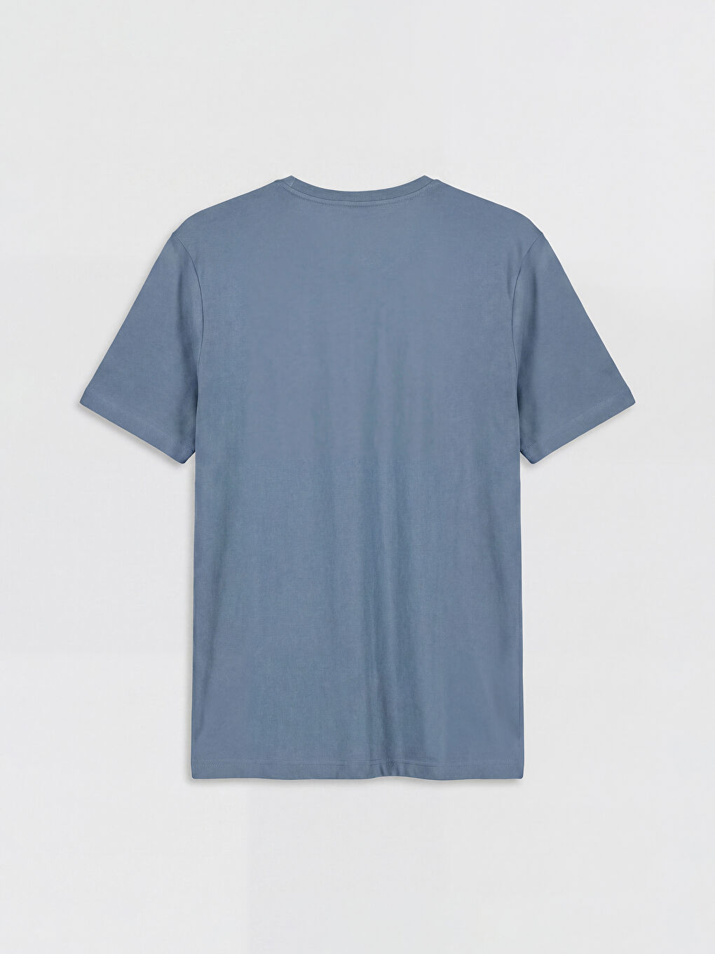 İndigo V Yaka Penye Erkek Tişört-1