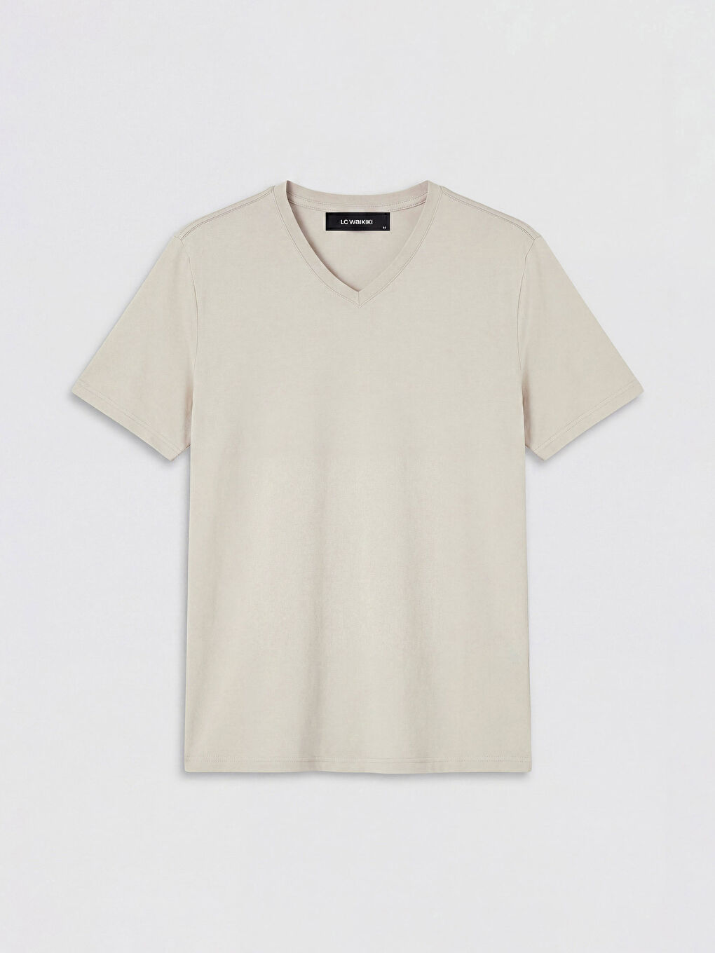 Gri V Yaka Penye Erkek Tişört