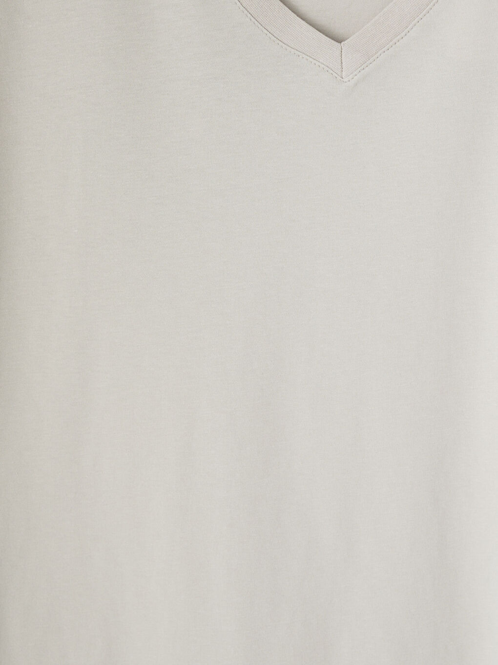 Gri V Yaka Penye Erkek Tişört-2