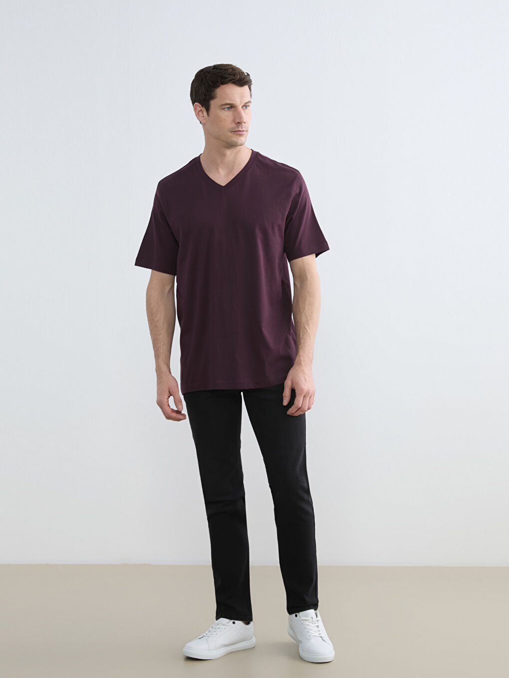 Men's V-Neck Jersey T-Shirt-1