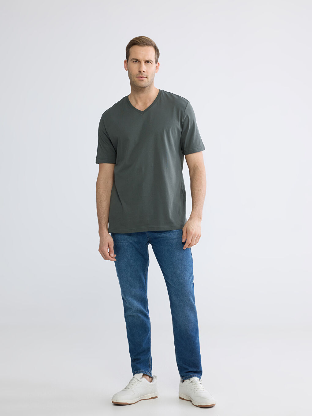 Men's V-Neck Jersey T-Shirt-1