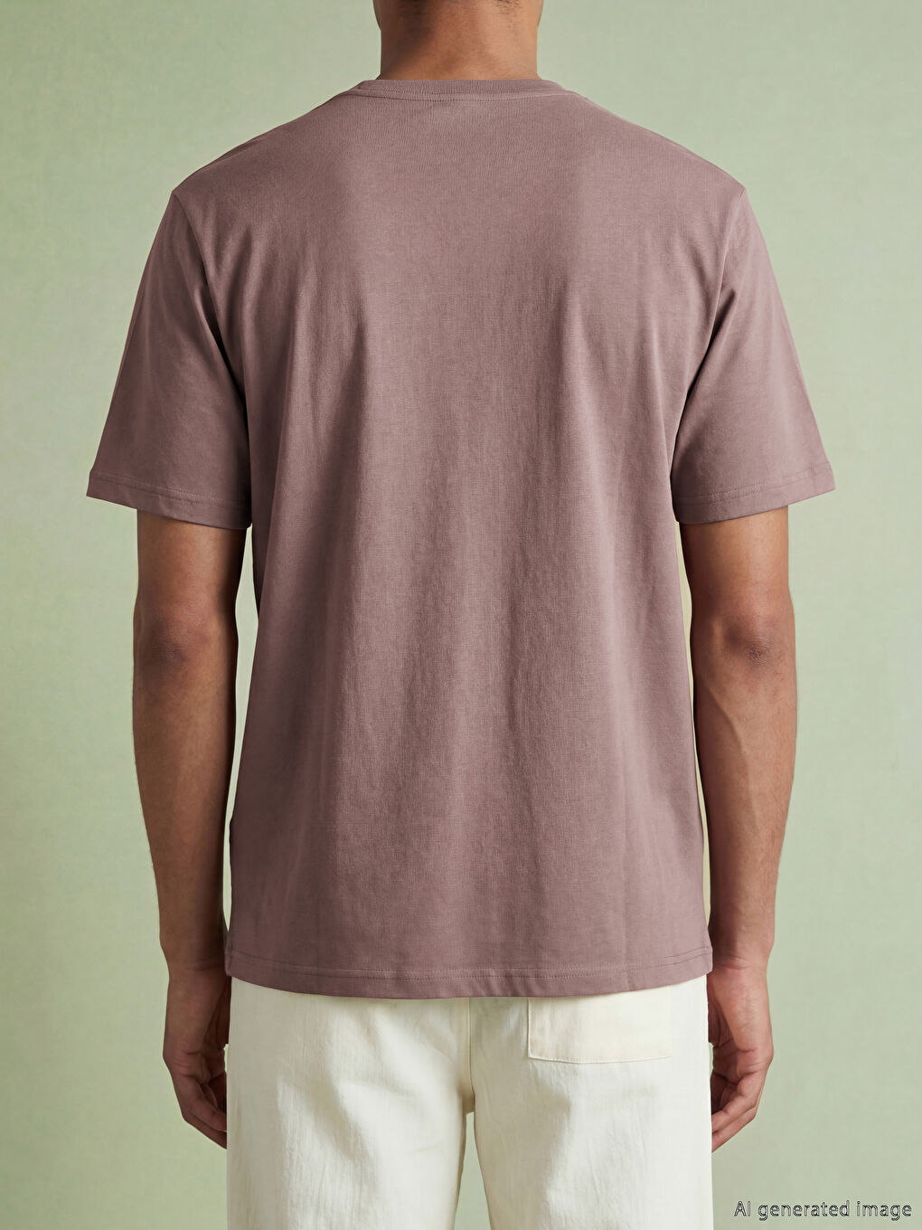 Mürdüm V Yaka Penye Erkek Tişört-3