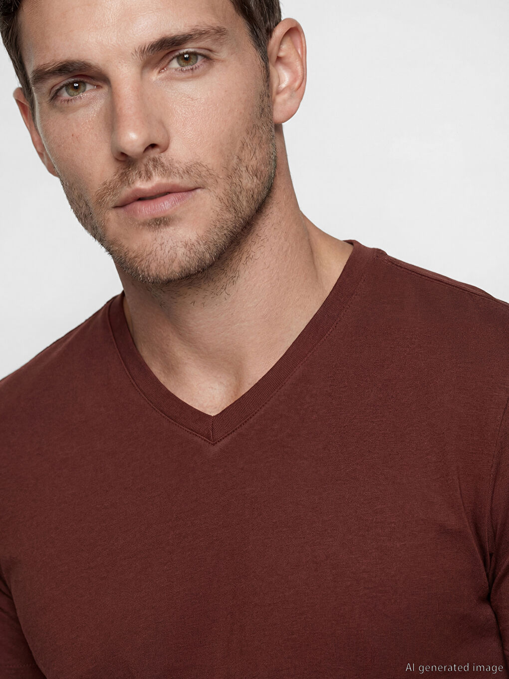 V Neck Jersey Men's T-Shirt-2