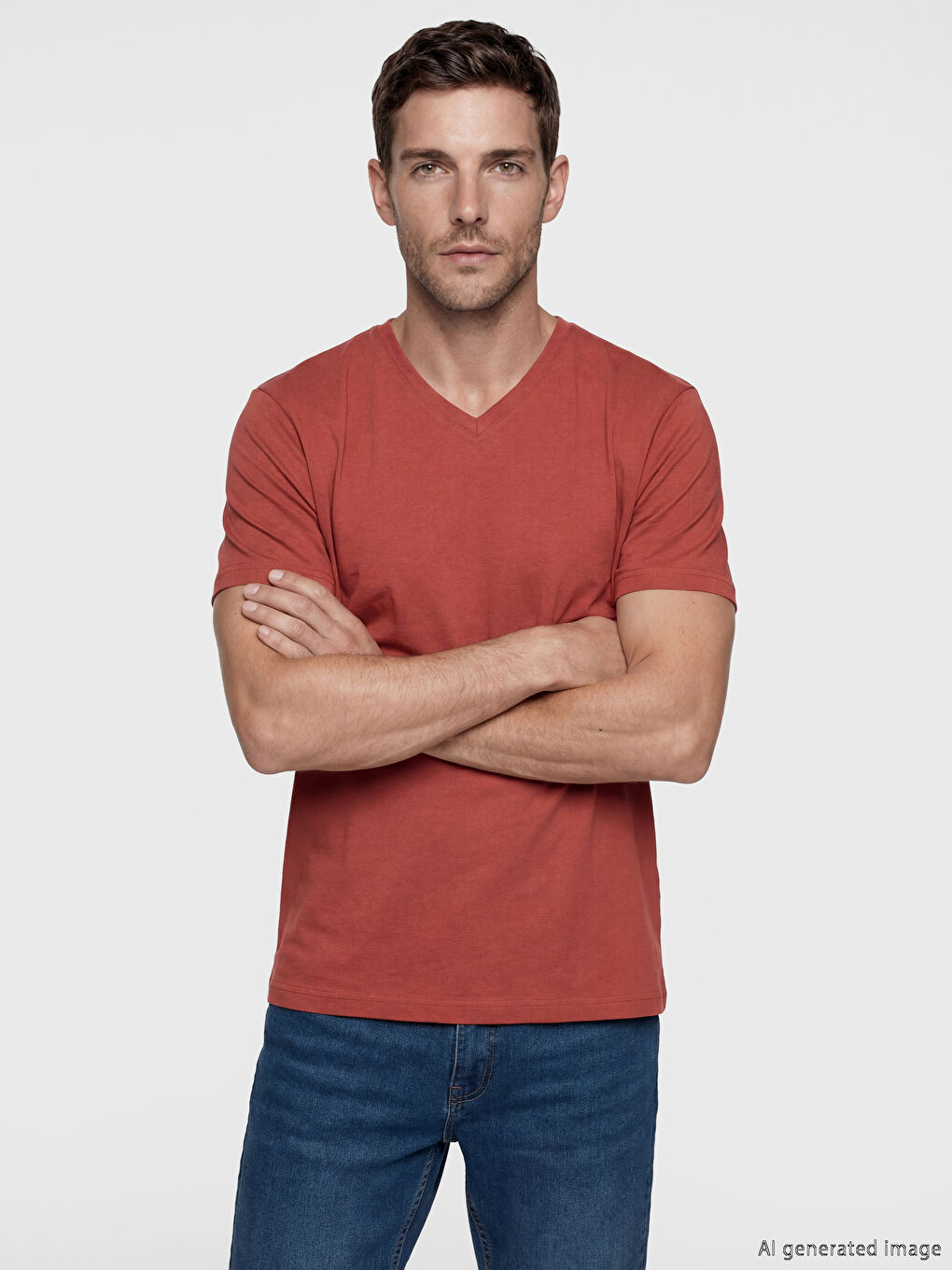 Tricou Bărbați Jerseu cu Decolteu în V