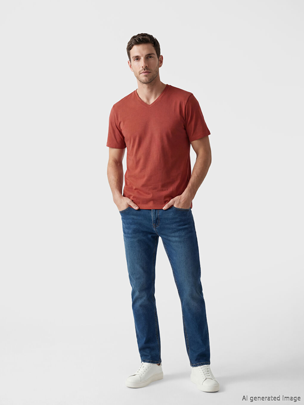 Tricou Bărbați Jerseu cu Decolteu în V-1