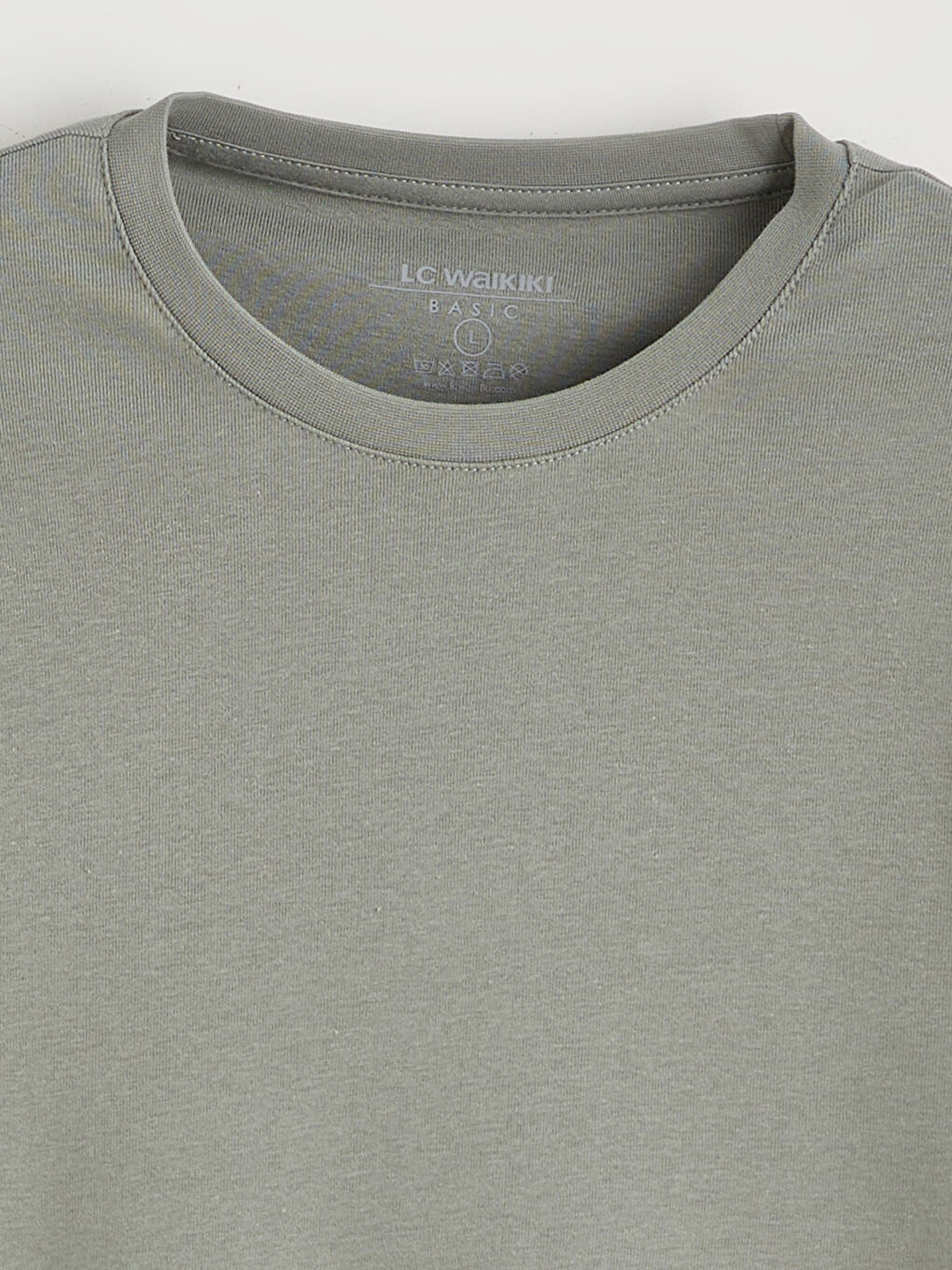 Haki Bisiklet Yaka Penye Erkek Tişört-5