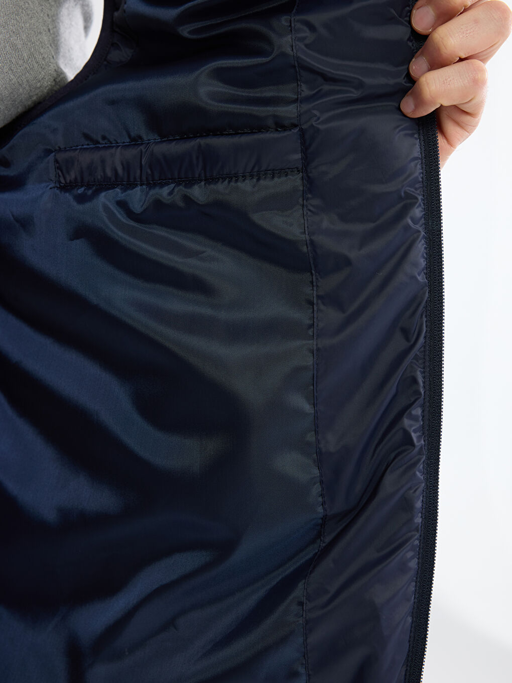 Lacivert Standart Kalıp Dik Yaka Erkek Şişme Yelek-6