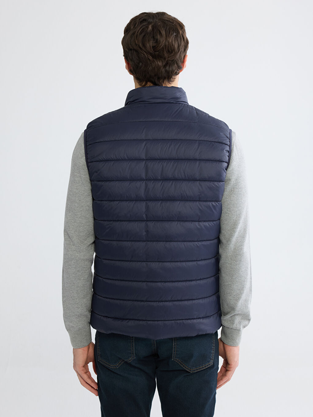 Lacivert Standart Kalıp Dik Yaka Erkek Şişme Yelek-8