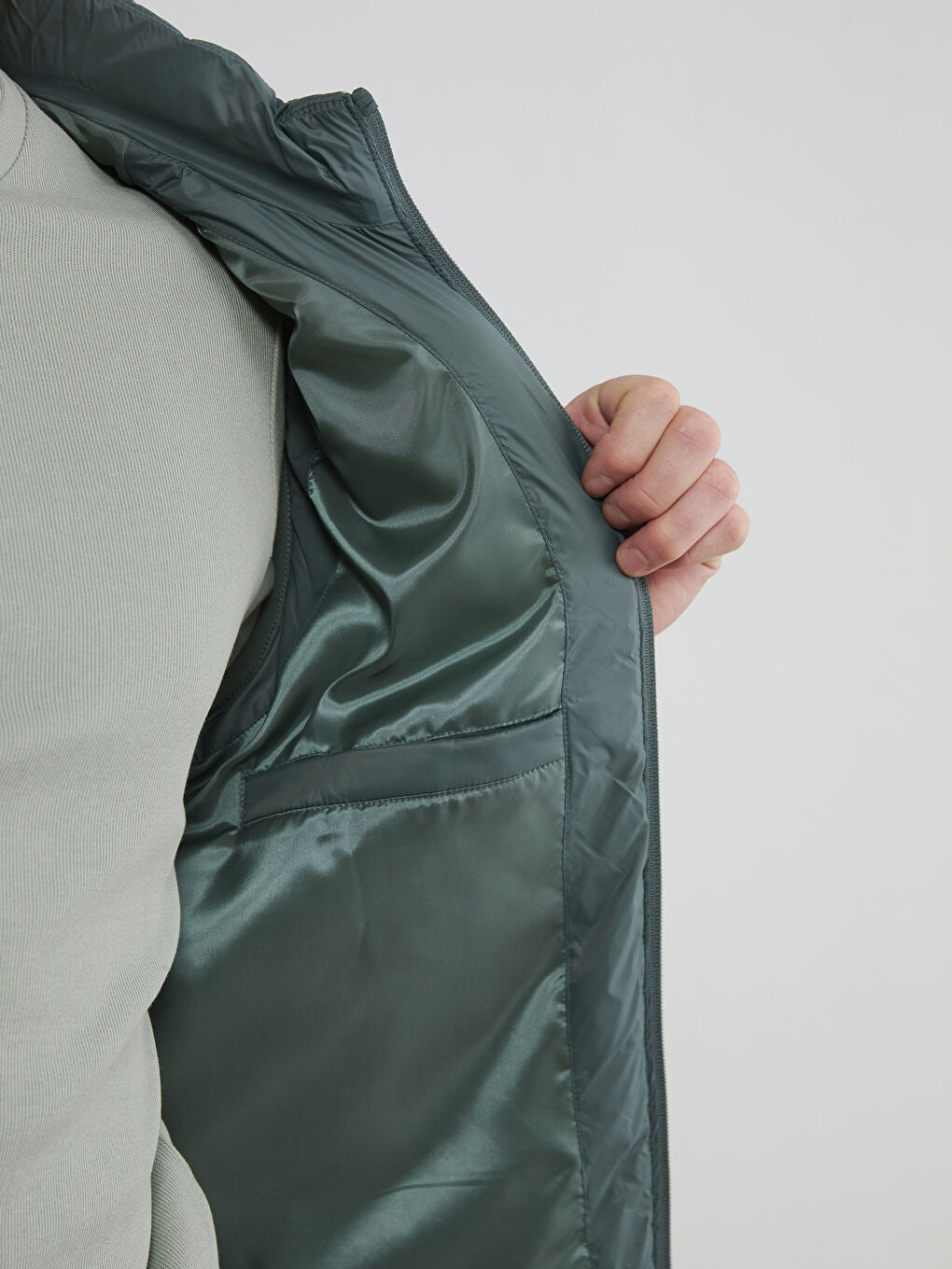 Yeşil Standart Kalıp Dik Yaka Erkek Şişme Yelek-3