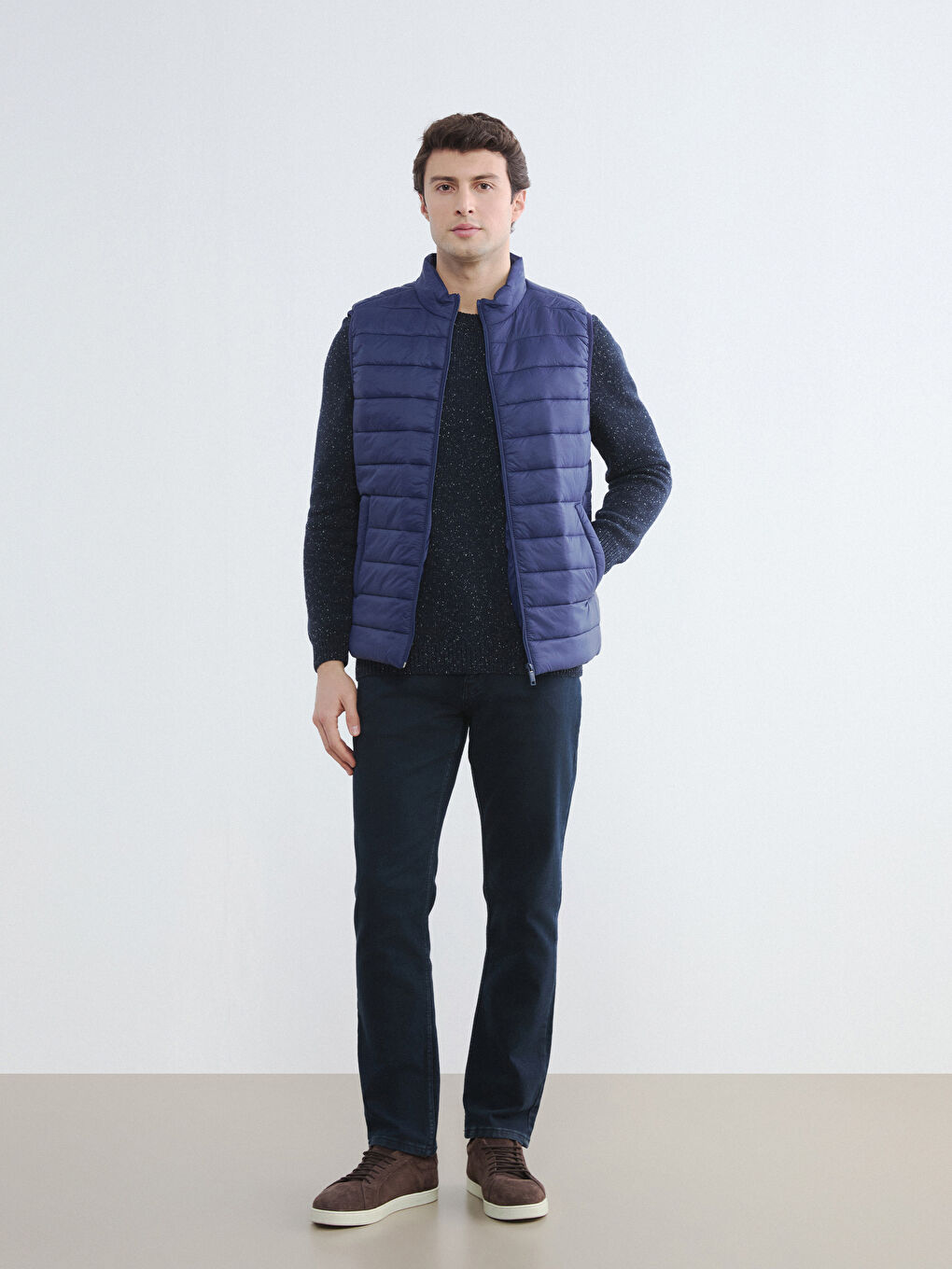 İndigo Standart Kalıp Dik Yaka Erkek Şişme Yelek-1