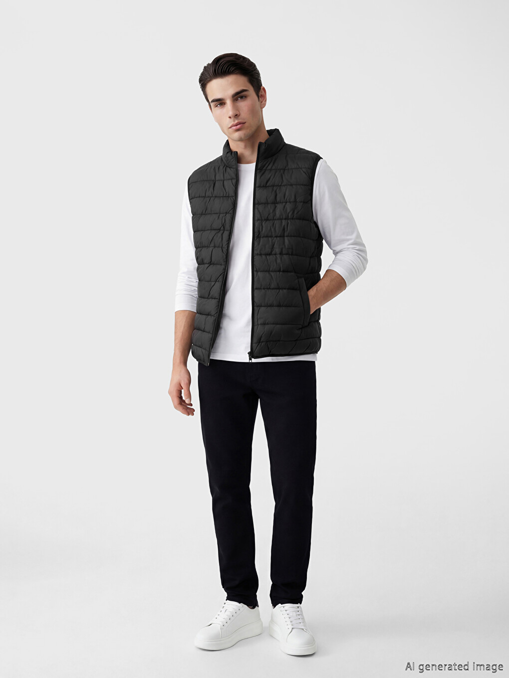 Standard Fit Mock Neck Men's Puffer Gilet-1