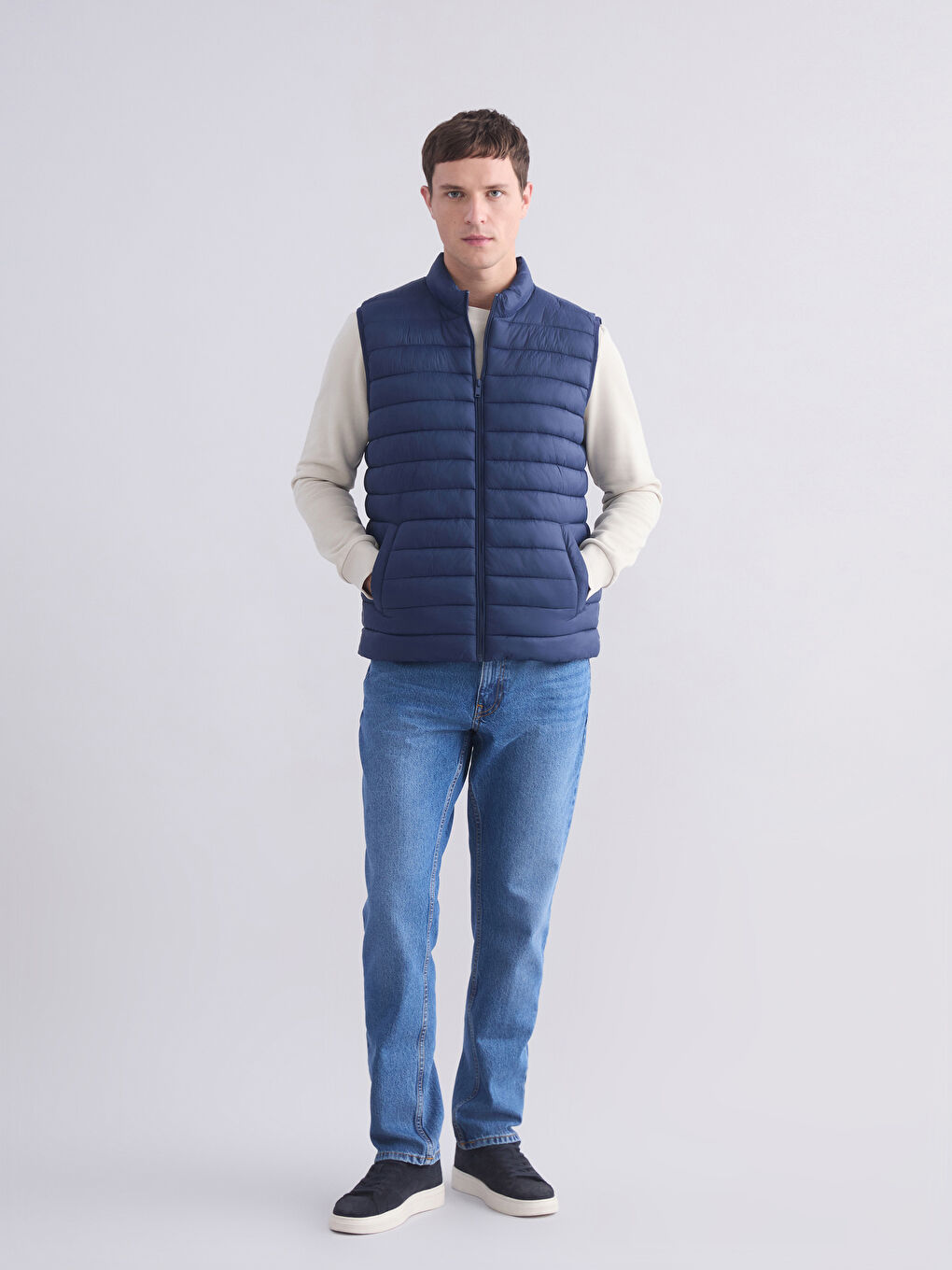 Standard-Fit High-Neck Puffer Vest-1