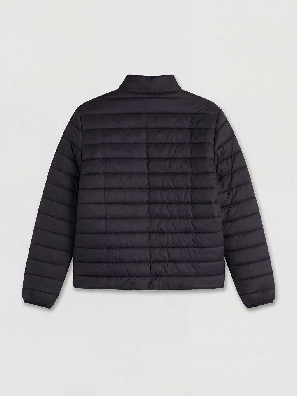 Siyah Standart Kalıp Dik Yaka Erkek Şişme Mont-6