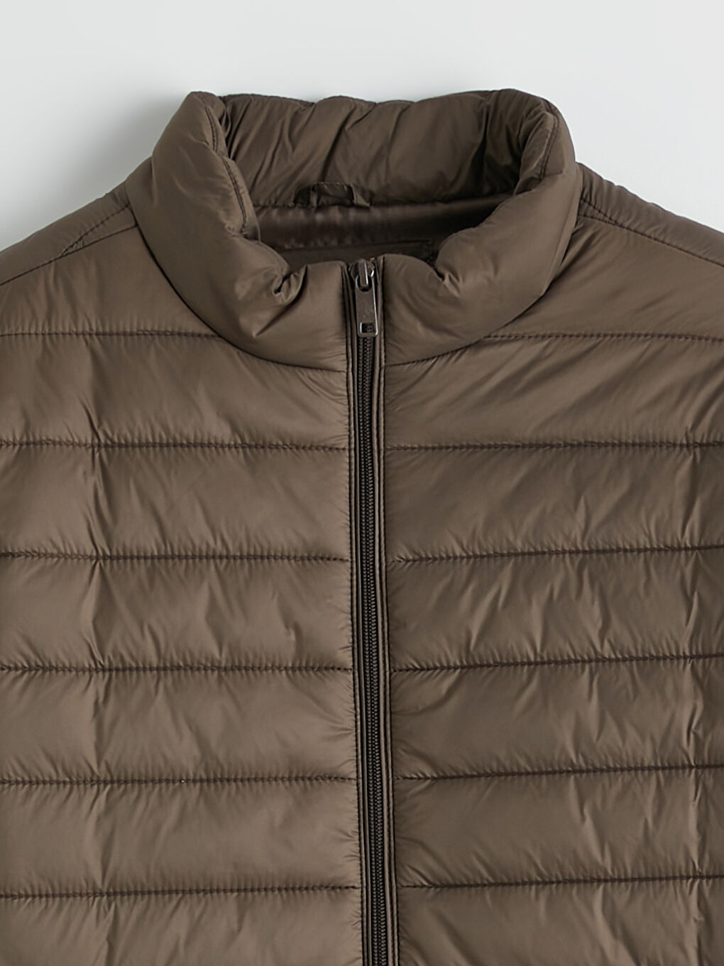 Kahverengi Standart Kalıp Dik Yaka Erkek Şişme Mont-2