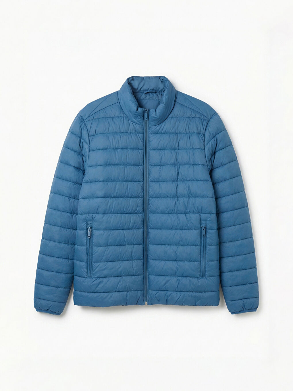 Mavi Standart Kalıp Dik Yaka Erkek Şişme Mont-5