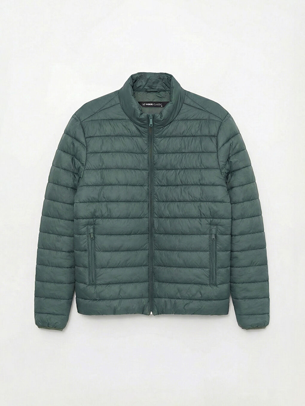 Yeşil Standart Kalıp Dik Yaka Erkek Şişme Mont-5