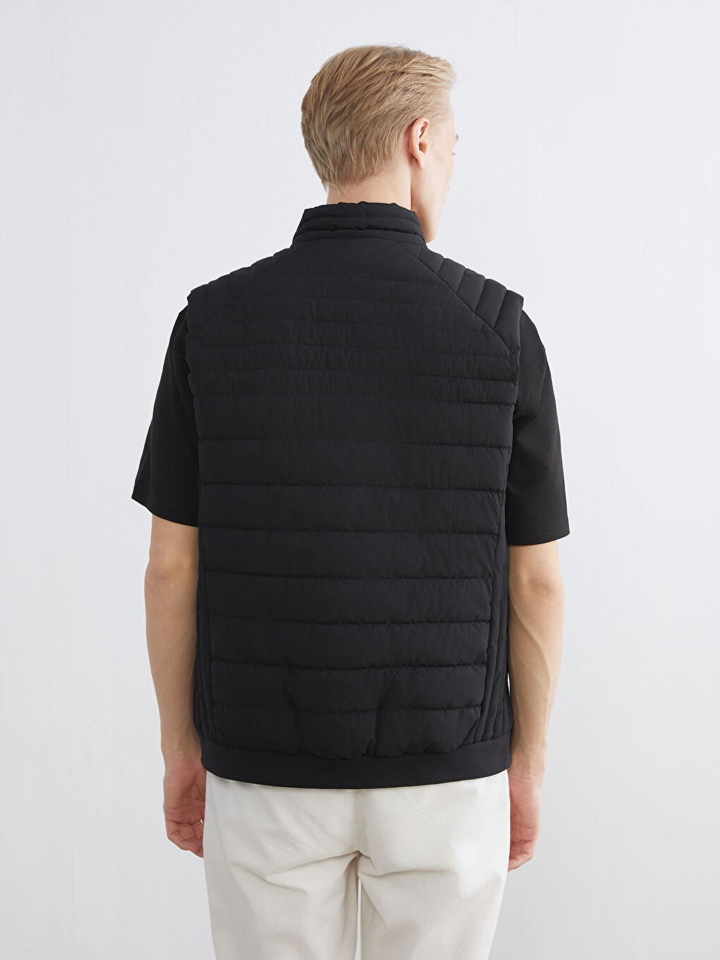 Siyah Standart Kalıp Dik Yaka Erkek Şişme Yelek-8