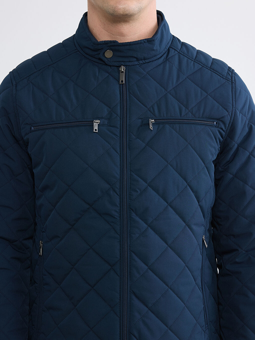 Lacivert Standart Kalıp Kapitoneli Erkek Mont-2