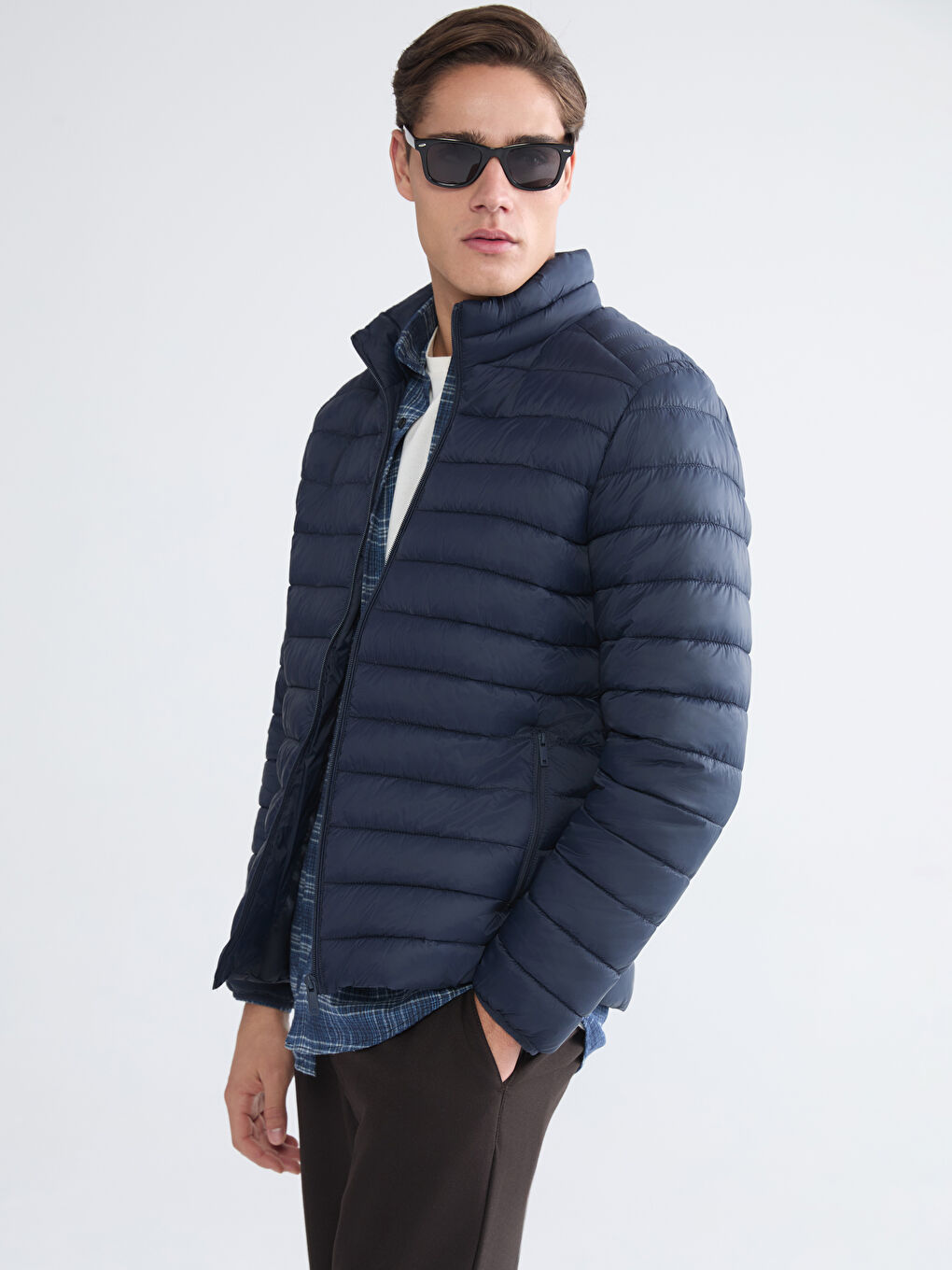 Мужчины Синий Пуховое пальто