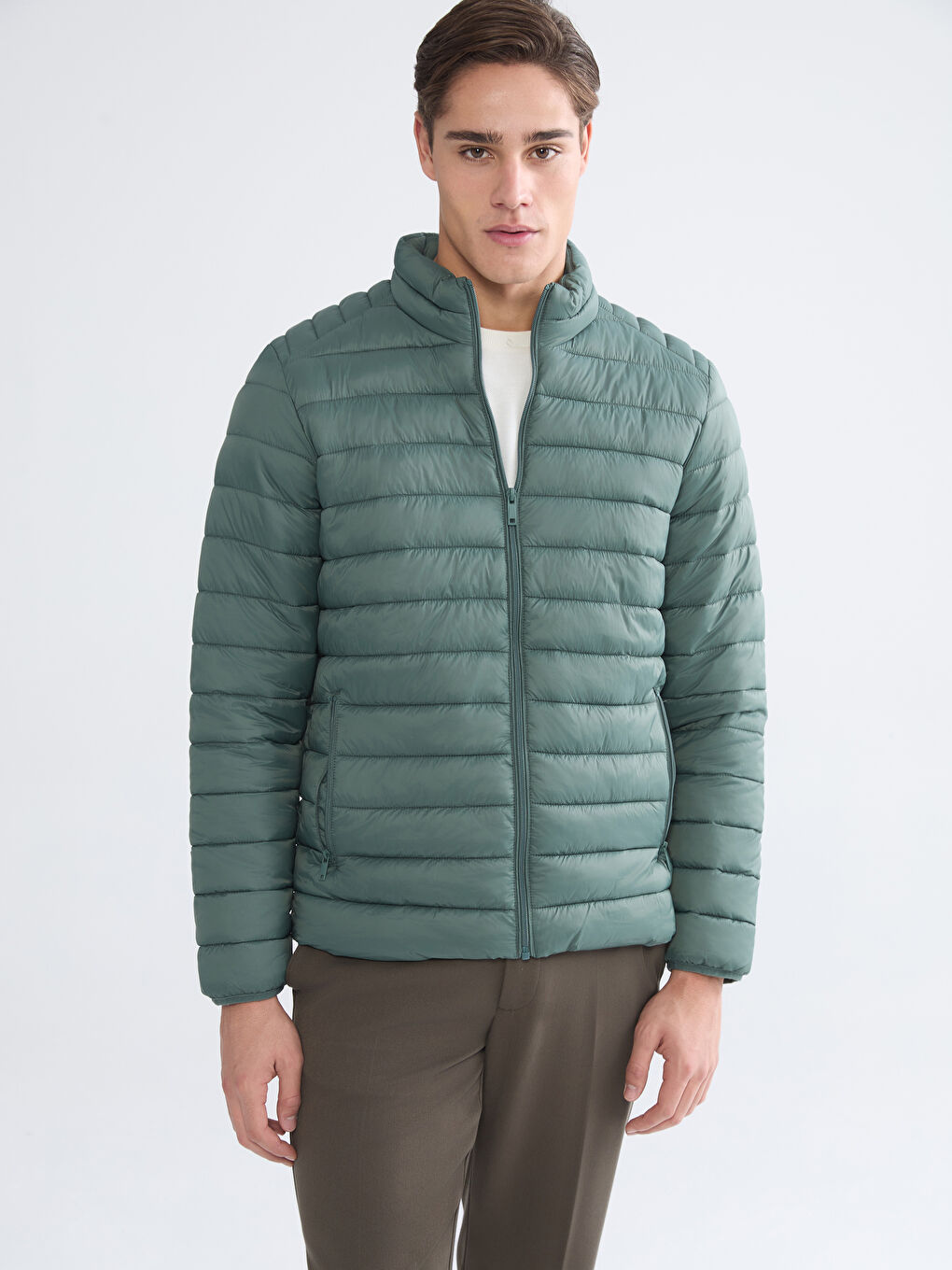 Мужчины Зелёный Пуховое пальто