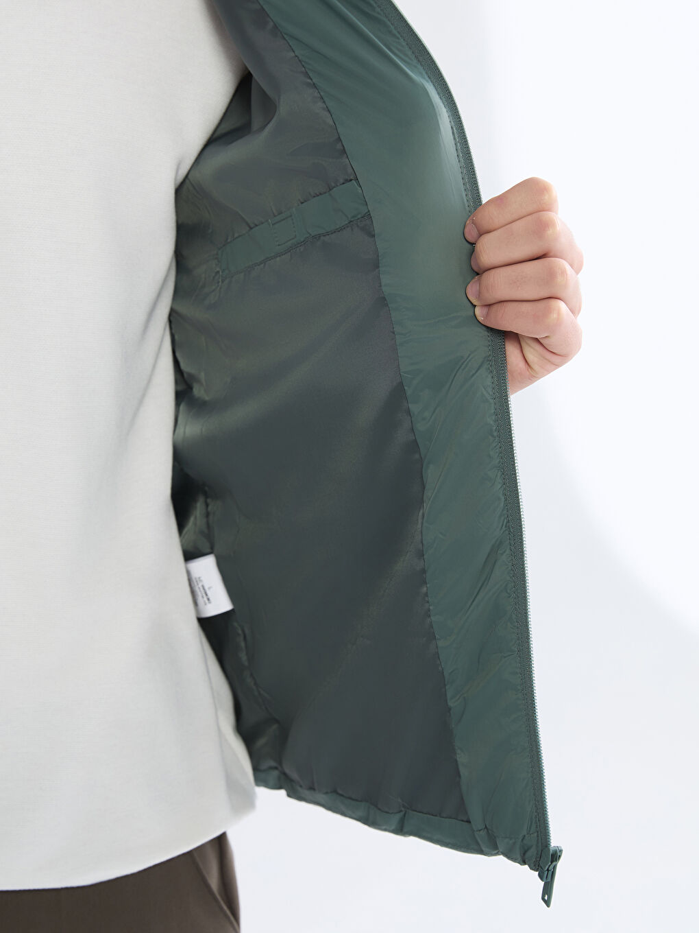 Мужчины Зелёный Пуховое пальто-3