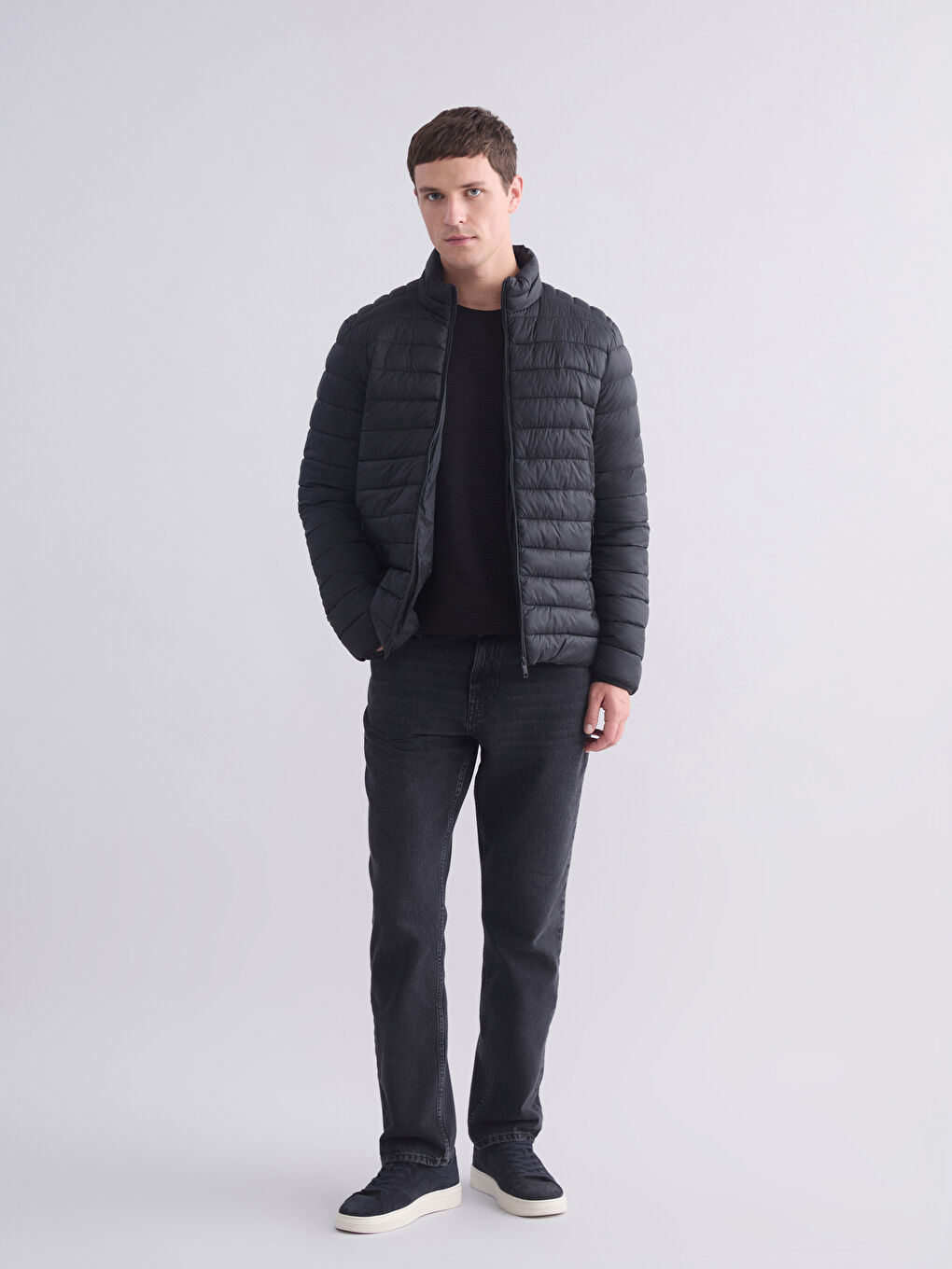 Мужчины Черный Пуховое пальто-1