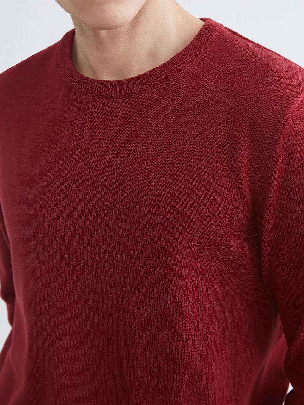 Crew Neck Long Sleeve Men's Tricot Sweater-2