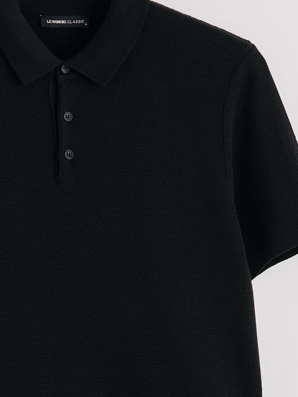Siyah Polo Yaka Erkek Triko Kazak-5