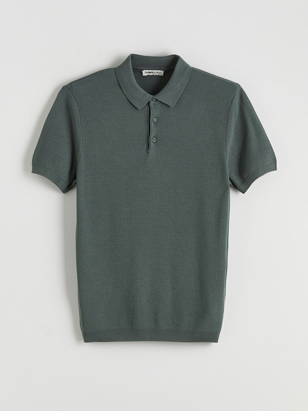 Yeşil Polo Yaka Erkek Triko Kazak-4