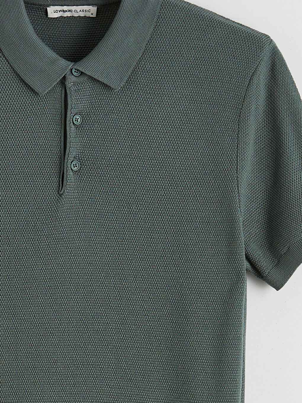 Yeşil Polo Yaka Erkek Triko Kazak-5