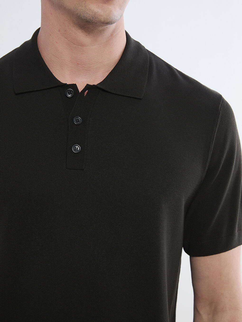 Kahverengi Polo Yaka Erkek Triko Kazak-2