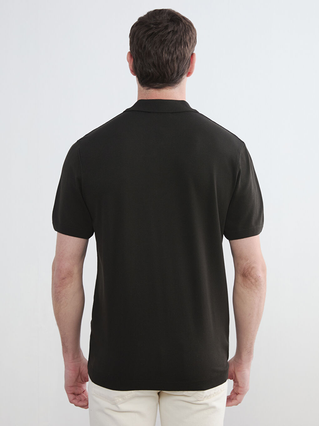 Kahverengi Polo Yaka Erkek Triko Kazak-3