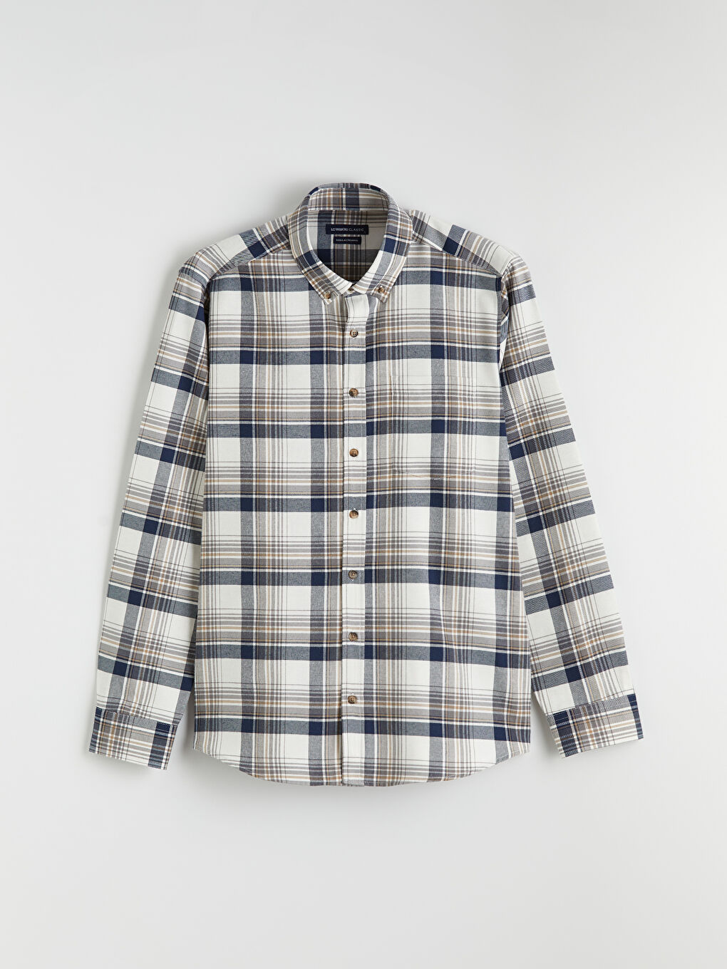 Ekru Regular Fit Ekose Erkek Gabardin Gömlek-4