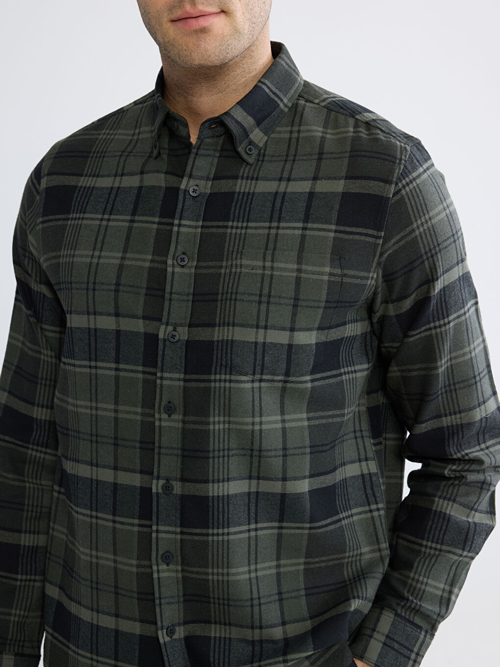 Стандартная клетчатая габардиновая мужская рубашка-2