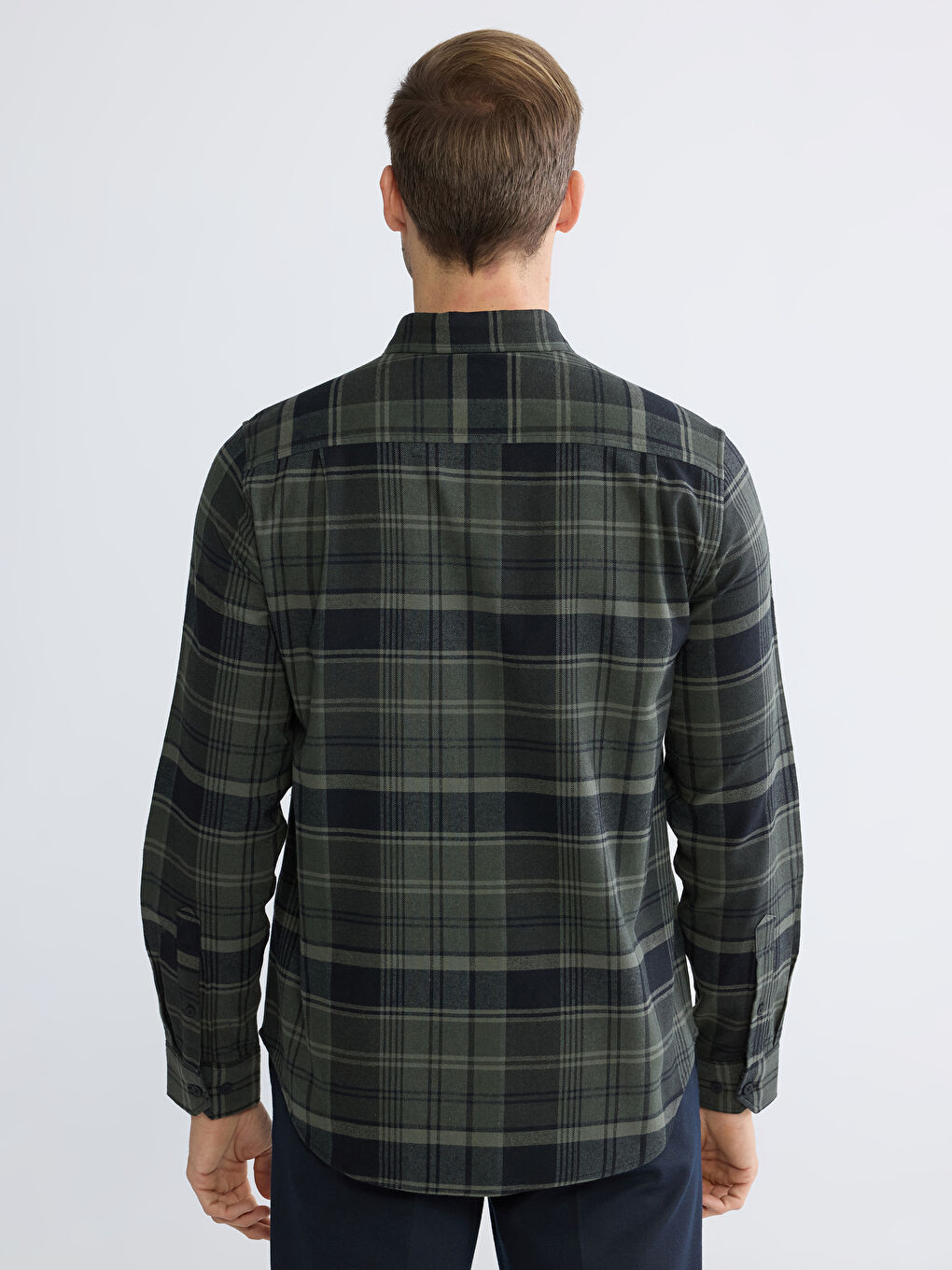 Стандартная клетчатая габардиновая мужская рубашка-3