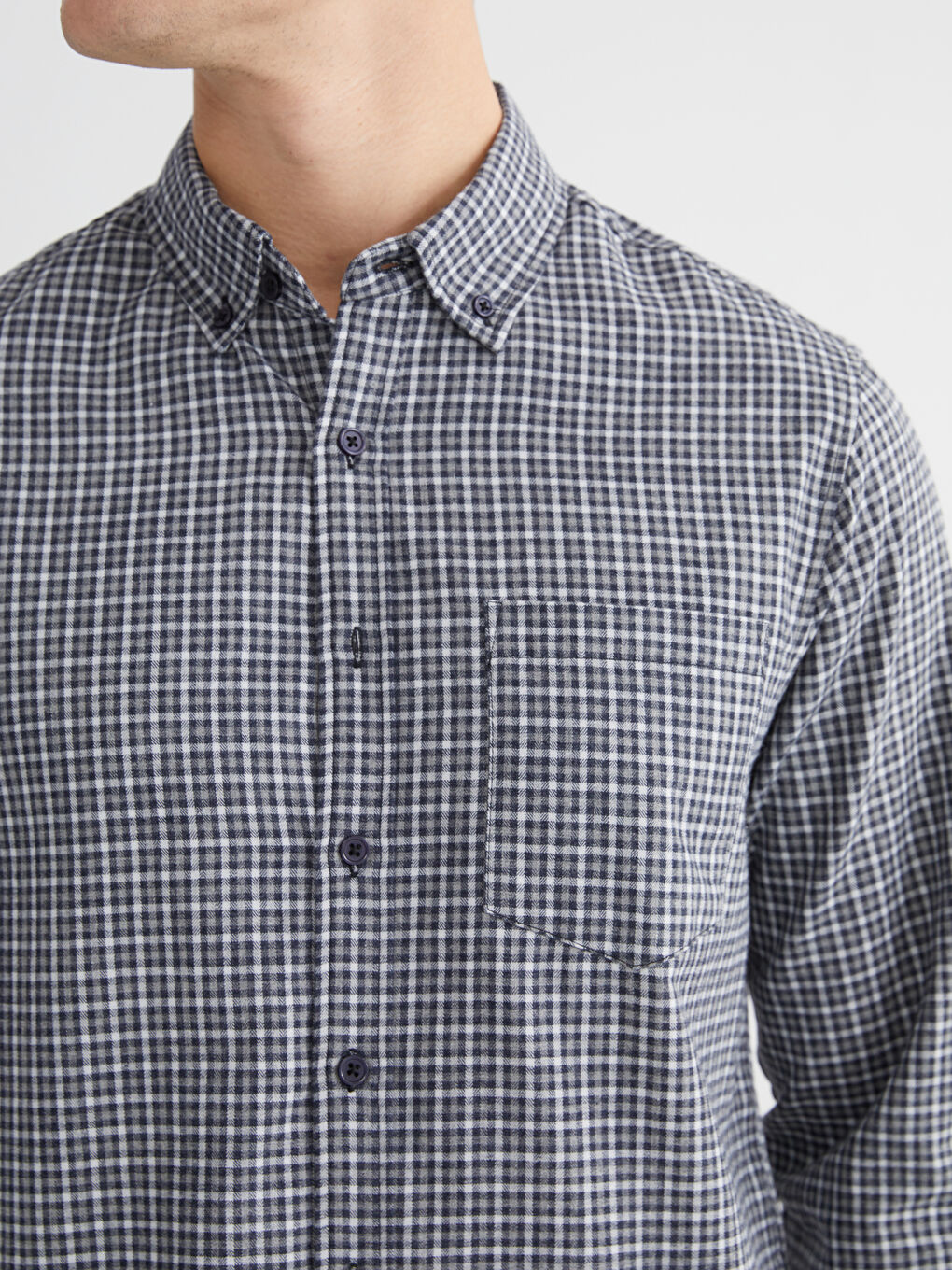 Regular Fit Long Sleeve Plaid Gabardine Men's Shirt-2