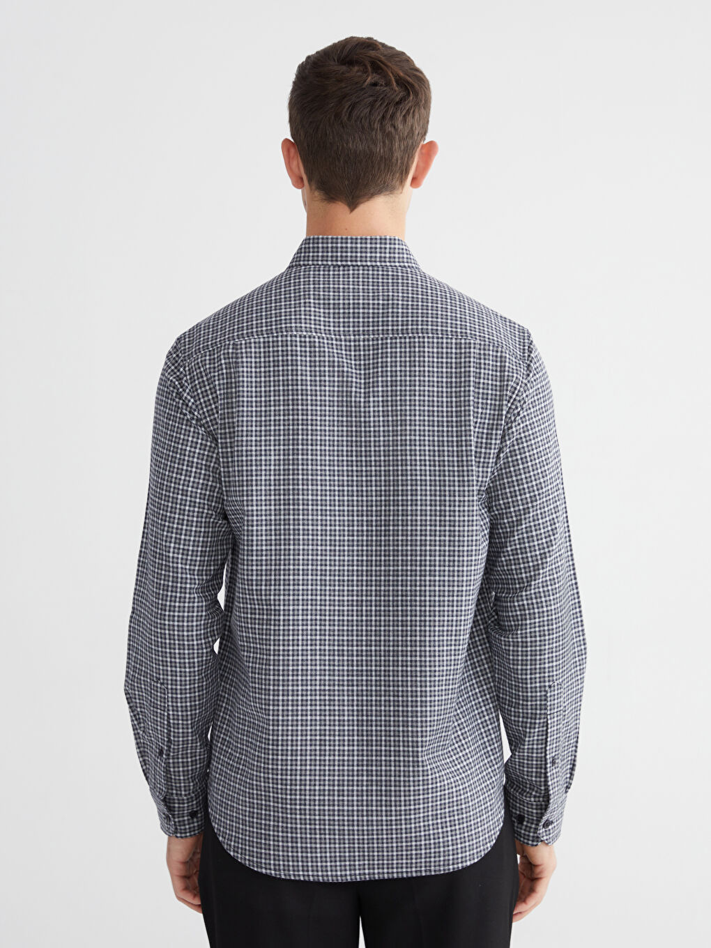 Regular Fit Long Sleeve Plaid Gabardine Men's Shirt-3