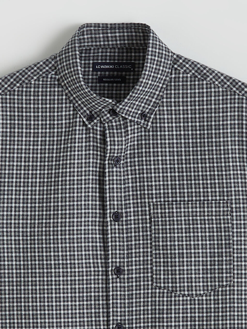 Regular Fit Long Sleeve Plaid Gabardine Men's Shirt-5