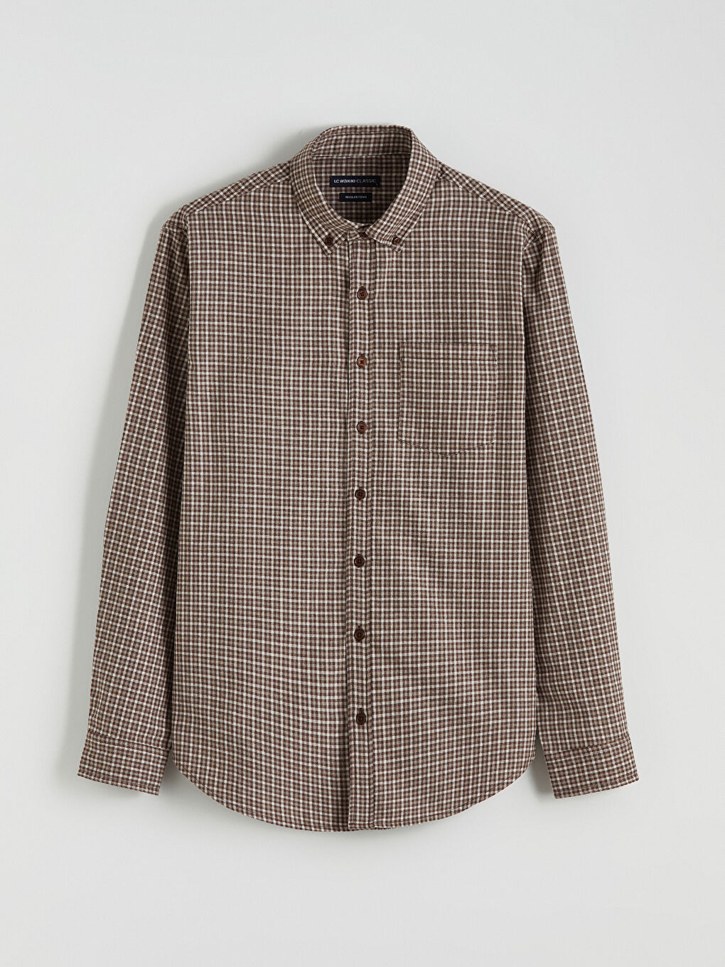 Regular Fit Long Sleeve Plaid Gabardine Men's Shirt-4