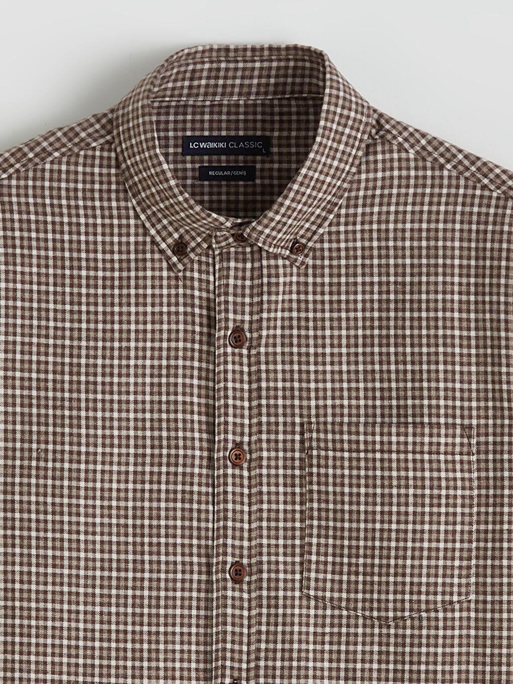 Regular Fit Long Sleeve Plaid Gabardine Men's Shirt-5
