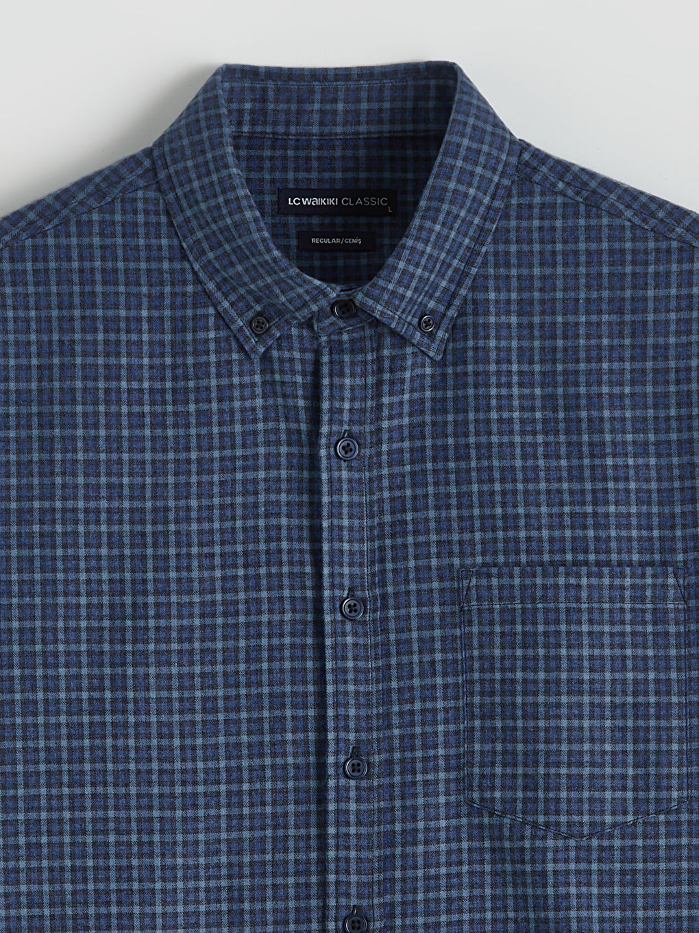 Regular Fit Long Sleeve Plaid Gabardine Men's Shirt-5